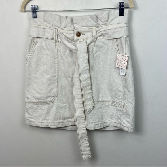 NWT Free People Splendour Oatmeal Paperbag Waist Skirt Off White Size 6 Bohemian - Picture 15 of 15